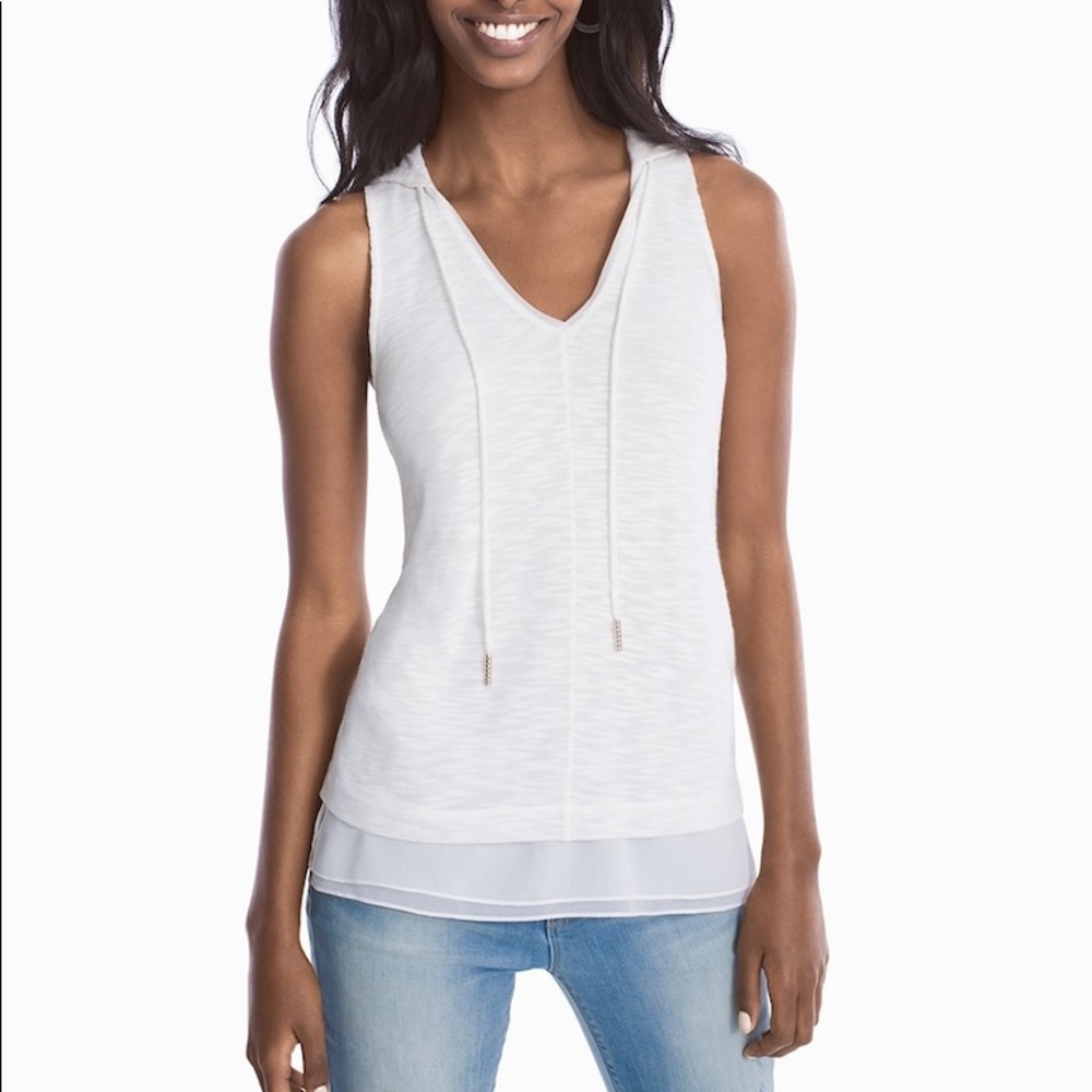 White House Black Market White Sleeveless Hoodie